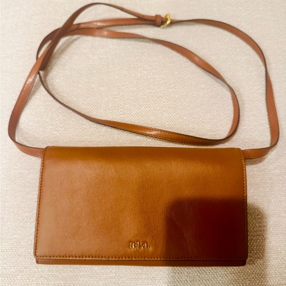 Ralph Lauren Tan Leather Wallet/Clutch Bag w/Detachable Strap - Picture 3 of 12
